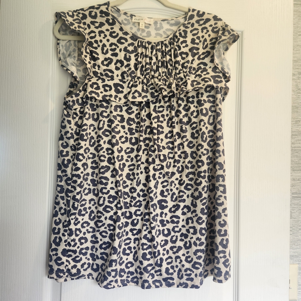 Leopard Print Ruffle Blouse